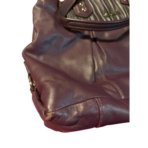Nice Rare Coach Purse Ashley Gathered Leather Satchel Plum Purple #F19425 - Picture 12 of 12